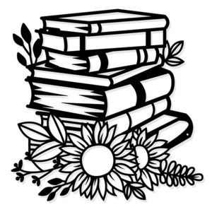 Reading Metal Wall Art Decor, 11.8" Black Sunflower Wall Hanging Decor Books🙀